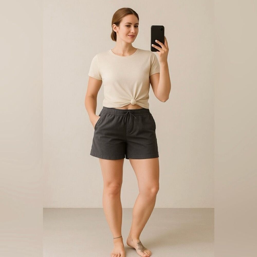 Eddie Bauer Shorts Pull On Grey 12 Cotton Athleisure
